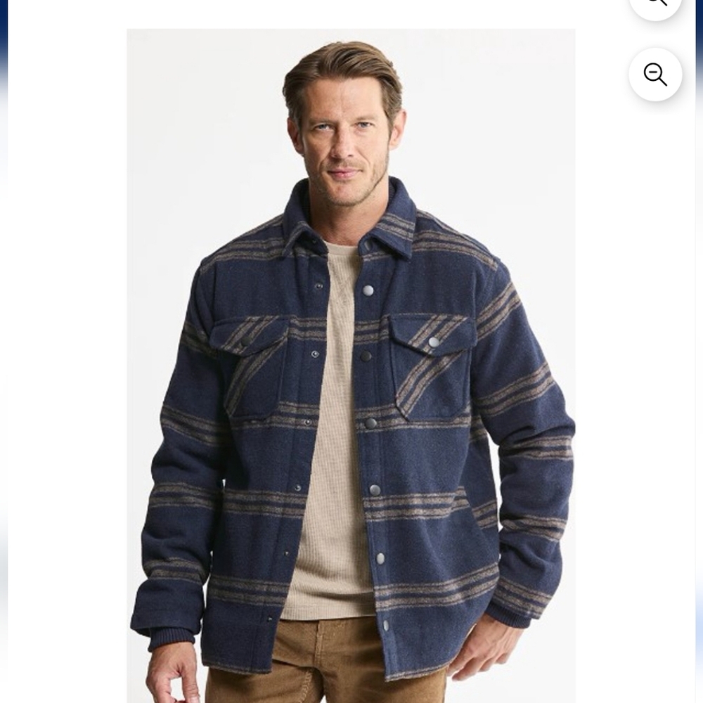 Men's Navy Striped Shirt Jacket